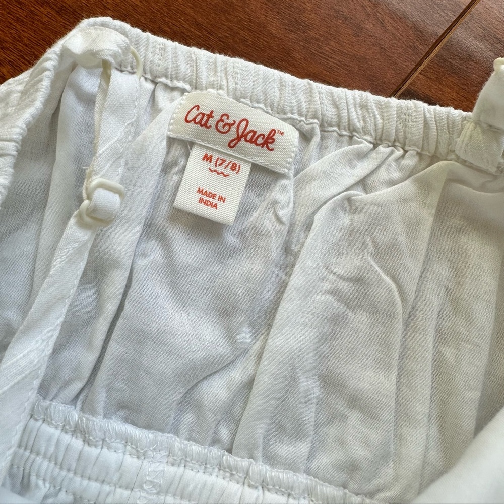 Cat & Jack Bundle White Eyelet Maxi Dress with Blue Ruffle Romper - Picture 3 of 11